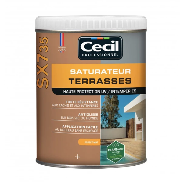 Cecil Traitement Du Bois Saturateur Pour Terrasse Bois - SX735 Cécil - Naturel Aspect Mat - 1 Litre 1 Cecil Traitement Du Bois Saturateur Pour Terrasse Bois - SX735 Cécil - Naturel Aspect Mat - 1 Litre