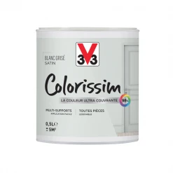 Peinture V33 Colorissim Satin Blanc Grisé Peinture Acrylique Multisupports Colorissim Satin Blanc Grisé 500ml V33