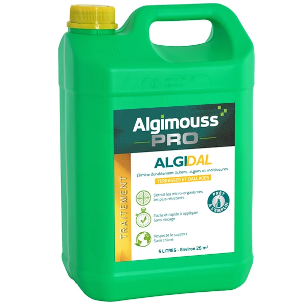 Produit Fongicide Traitement Fongicide Spécial Dallages Extérieurs - AlgiDal Algimouss - Bidon 5LTR 1 Produit Fongicide Traitement Fongicide Spécial Dallages Extérieurs - AlgiDal Algimouss - Bidon 5LTR