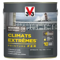 Peintures Antirouille Et Spéciales Fer Peinture Fer Spéciale Climats Extrêmes V33 Brillant Anthracite 0,25L -Chimique Soldes Boutique climat extreme v33 anthr