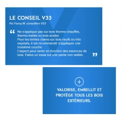 Lasure Pour Bois Lasure Bois Extérieur V33 Résine HP Chêne Doré Satin 125ml -Chimique Soldes Boutique conseils v33 lasure hp les 2