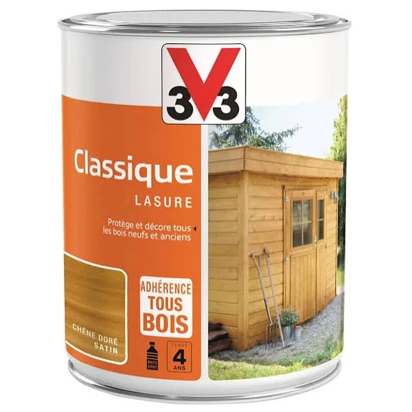 Lasure Pour Bois Lasure Classique V33 Bois Neufs Anciens Tenue 4 Ans Chêne Doré Satin 1L 4 Lasure Pour Bois Lasure Classique V33 Bois Neufs Anciens Tenue 4 Ans Chêne Doré Satin 1L – Image 4