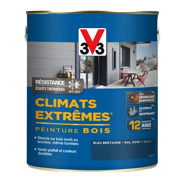 Peinture Exterieure Bois Peinture Bois Extérieurs V33 Climats Extrêmes Bleu Bretagne Satin 2L 6 Peinture Exterieure Bois Peinture Bois Extérieurs V33 Climats Extrêmes Bleu Bretagne Satin 2L – Image 6
