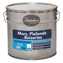 Theodore Peintures Peinture Pour Plafonds Et Murs Peinture Acrylique Monocouche Intérieur Blanc Mat Théodore Peintures 10L