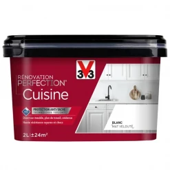Peinture Pour Cuisine Et Salle De Bain Peinture Rénovation Perfection Cuisine V33 Blanc Mat Velouté Pot 2L -Chimique Soldes Boutique peinture renovation blanc m