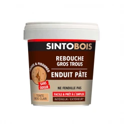 Sinto Mastic Acrylique Enduit Rebouchage Trous Fissures Bois Prêt à L'emploi Bois Clair 1kg