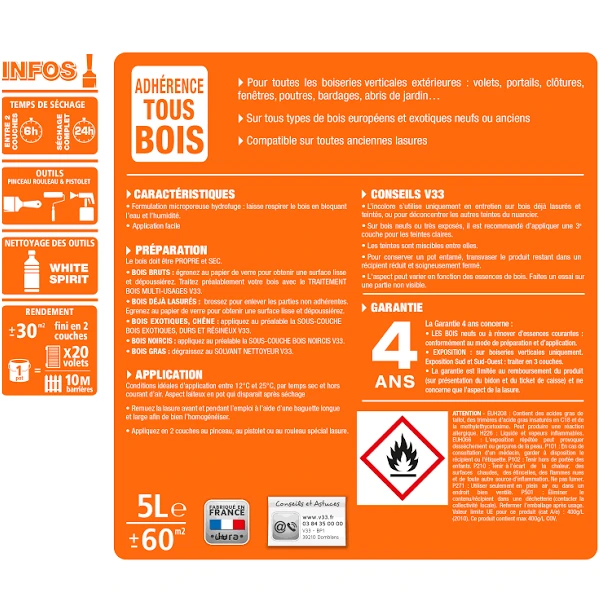 Lasure Pour Bois Lasure Classique V33 Bois Neufs Anciens Tenue 4 Ans Incolore Satin 5L 6 Lasure Pour Bois Lasure Classique V33 Bois Neufs Anciens Tenue 4 Ans Incolore Satin 5L – Image 6