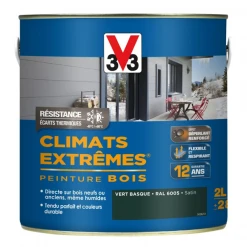 Peinture Exterieure Bois Peinture Bois Extérieurs V33 Climats Extrêmes Vert Basque Satin 2L -Chimique Soldes Boutique vert basque satin 2l